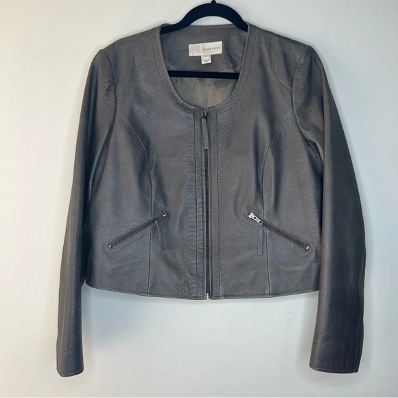 Bagatelle genuine leather bomber jacket size Large brown snake skin pattern - Picture 1 of 10